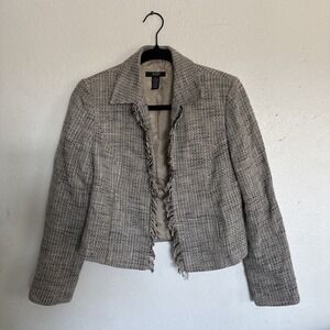 Alfani‎ Black & White Tweed Wool Blend Structured Blazer Jacket size 10P